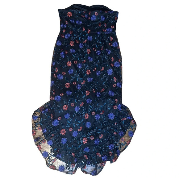 Sam Edelman Embroidered Floral High Low Strapless Dress. Sz: 8 - Picture 3 of 10